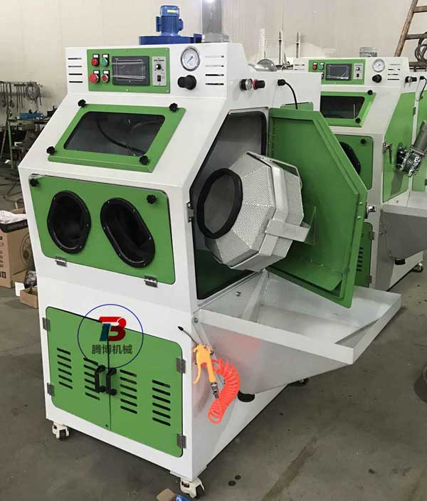 小型零部件 5G铝件双滚筒自动喷砂机